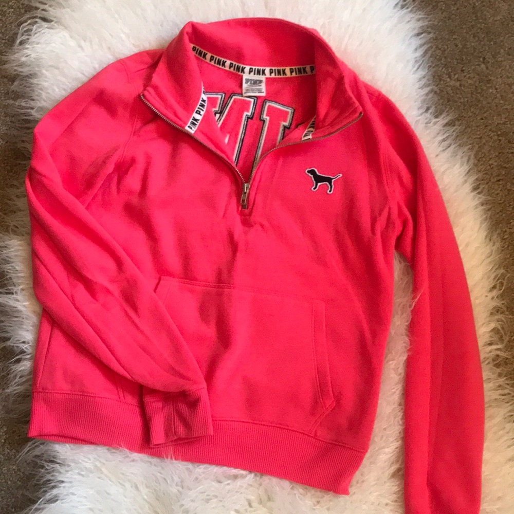 Pink quarter zip pull over